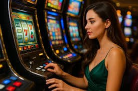 Vibrant slot machine reels with bonus symbols on 555betpk